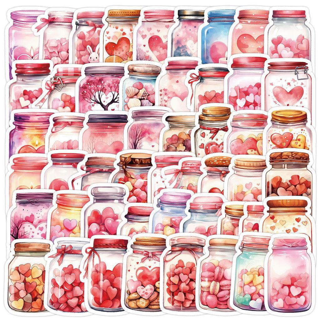 Valentine's Day Heart Graffiti Stickers: 50/100 Waterproof Decorative Stickers for Water Bottles & Computers