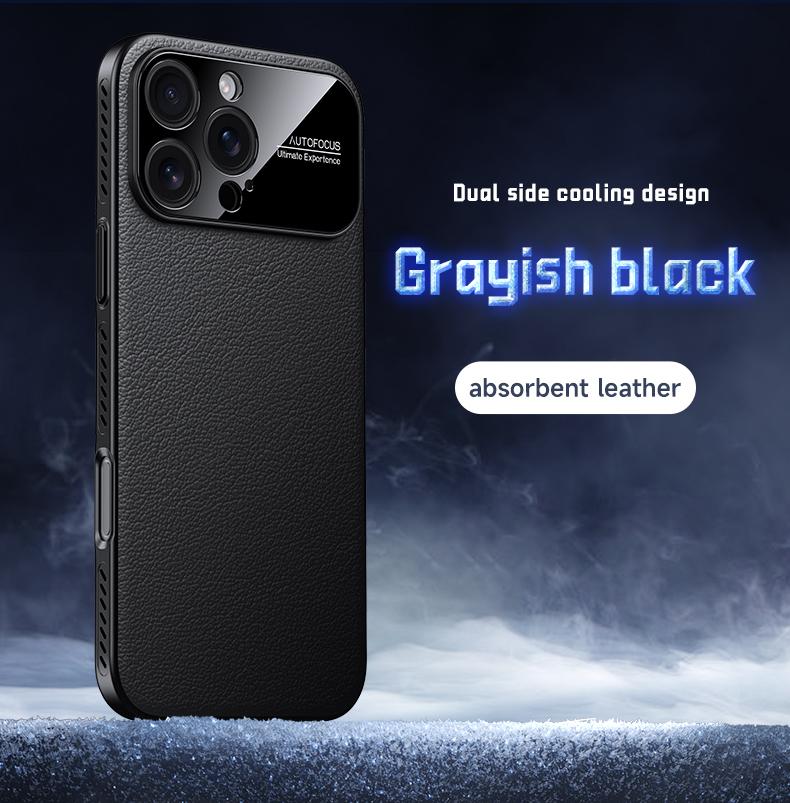 Pouzdro odvádějící teplo pro iPhone 16 15 14 Pro Max Ekologický kryt z veganské kůže s ochranou objektivu fotoaparátu Nový