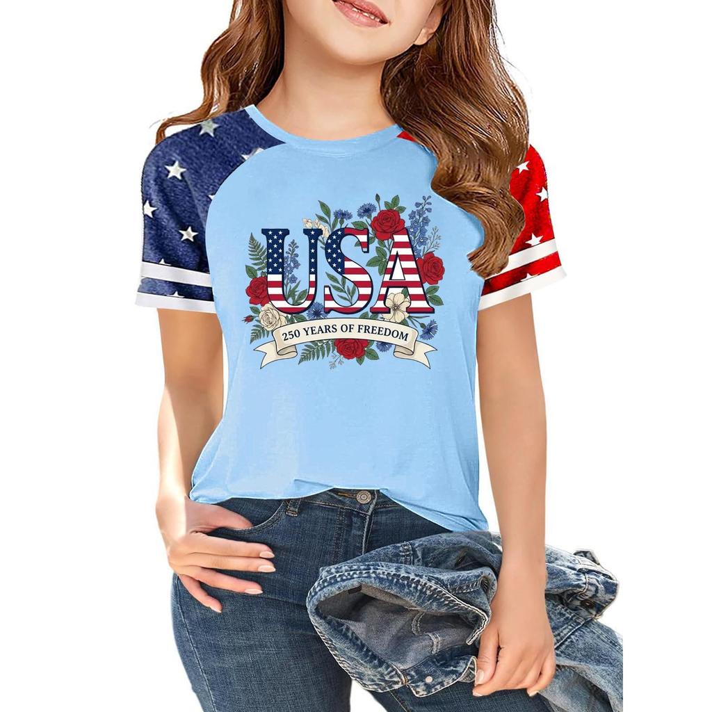 Casual Short Sleeve Crew Neck T Shirt Raglan Sleeve Graphic Print Lightweight Comfortable Soft Fabric Summer Top for Women