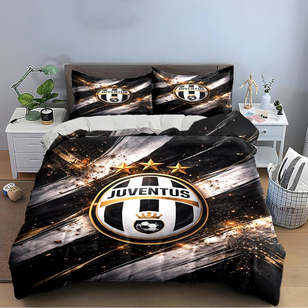Zwart en Goud Juventus Beddengoed Beddengoed Dekbedovertrek Set Dekbedovertrek Kussenslopen Woondecoratie (1 * Dekbedovertrek 2 * Kussenslopen, zonder dekbedvulling)