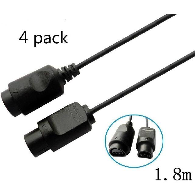 4 Pack 6ft Long Replacement Cable for Nintendo 64 N64 Controller Extension Cord Pack