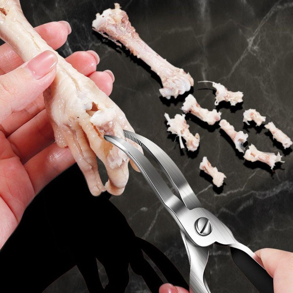 Curved Tip Chicken Claw Deboning Forcep 304 Stainless Steel Chicken Bone Scissors  Poultry