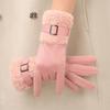 Full Finger Women Suede Gloves Windproof Cycling Mittens Fashion Winter Women's Gloves  Girls Gift