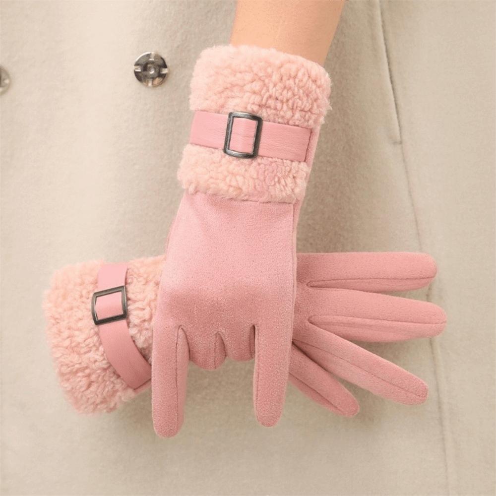 Full Finger Women Suede Gloves Windproof Cycling Mittens Fashion Winter Women's Gloves Girls Gift