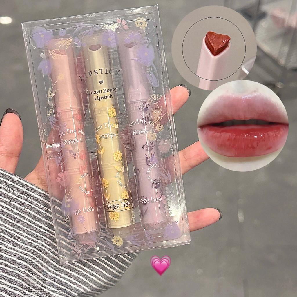 Gege bear 3 Color Lipstick Pencil Set Floral Honey Collection Jelly Moisture Lip Nectar Lipstick Pencil Set