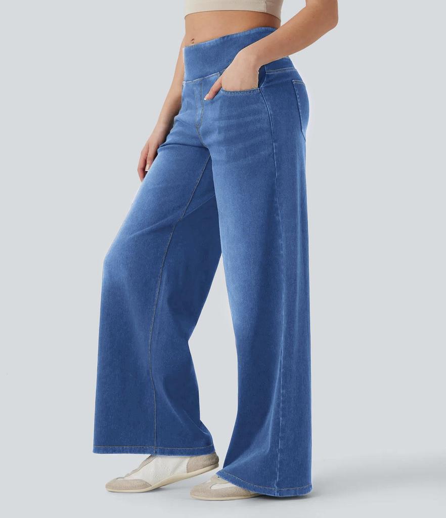 2025 European & American High-Waisted Loose Wide-Leg Slimming Women's Jeans
