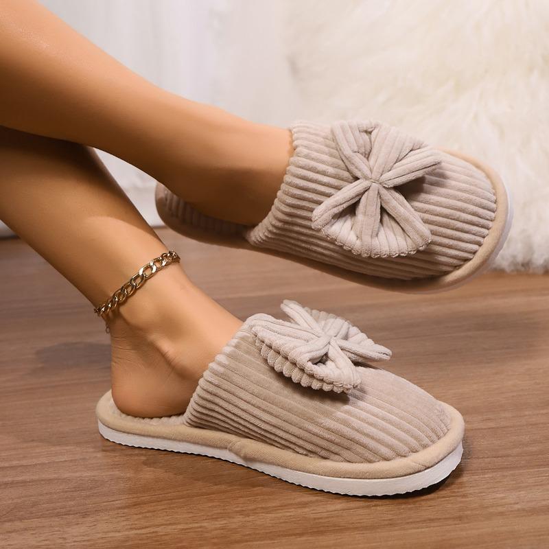 New cotton slippers autumn and winter couple bow cotton mop home indoor warm home cotton slippers men and women