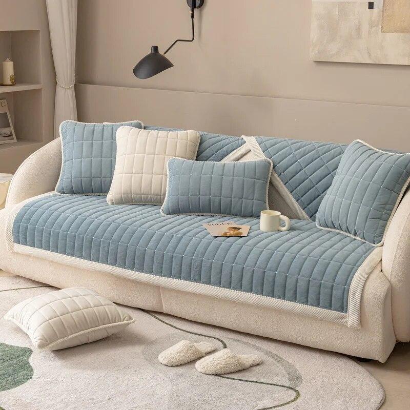 Super Soft Sofa Cover for Living Room Short Velvet Non-slip Sofa Towel Cushion L Shaped Corner Couch Mat Seat Pads Home Decor