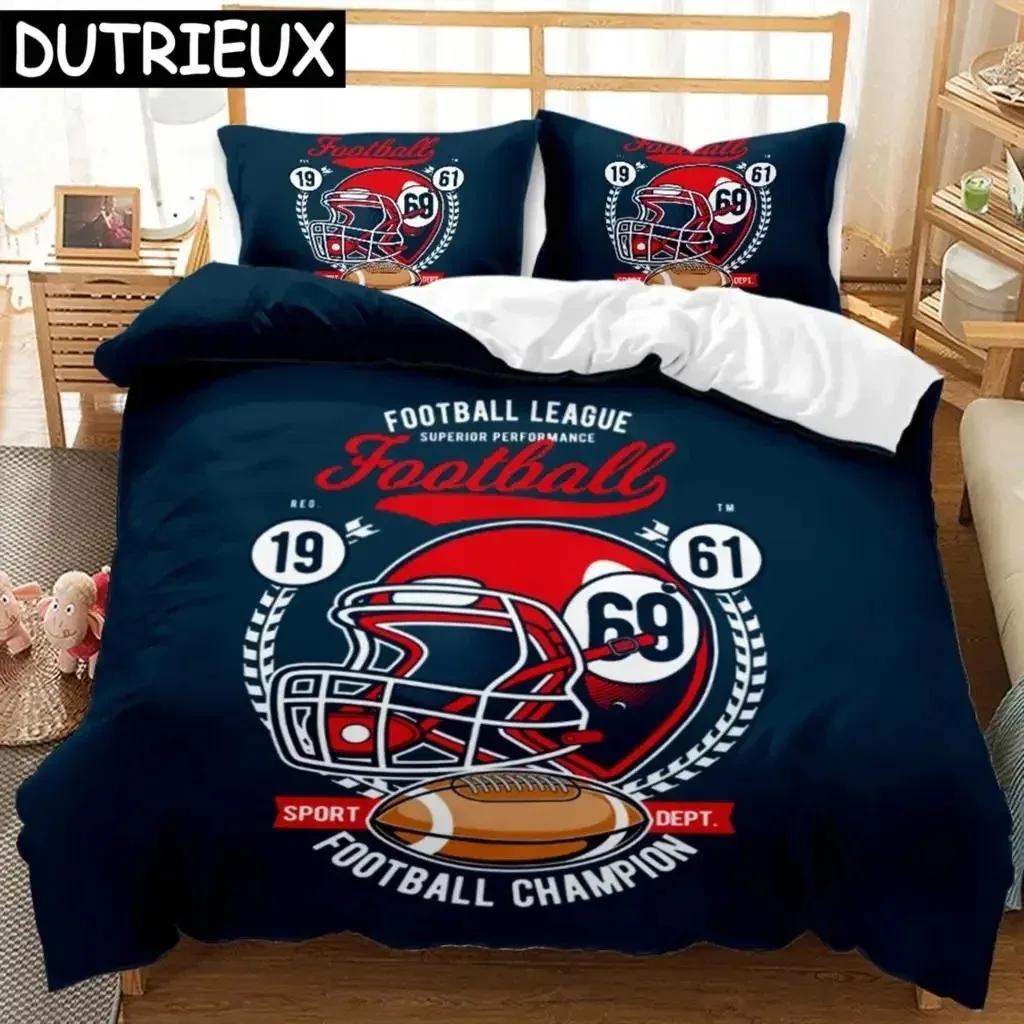Football Duvet Cover Set Soccer Goal Soft Bedding Set Polyester Sports Competitive Theme Full Queen King Size Quilt Cover