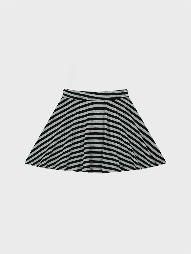 Visus Striped Mini Skirt_Charcoal