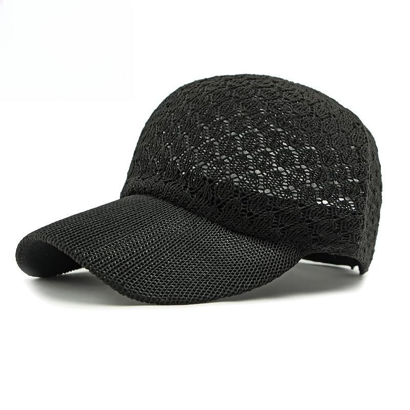 Women's Summer Breathable Hollow-Out Knit Baseball Cap Crochet Mesh Peaked Hat Casual Beach Sun Protection Visor