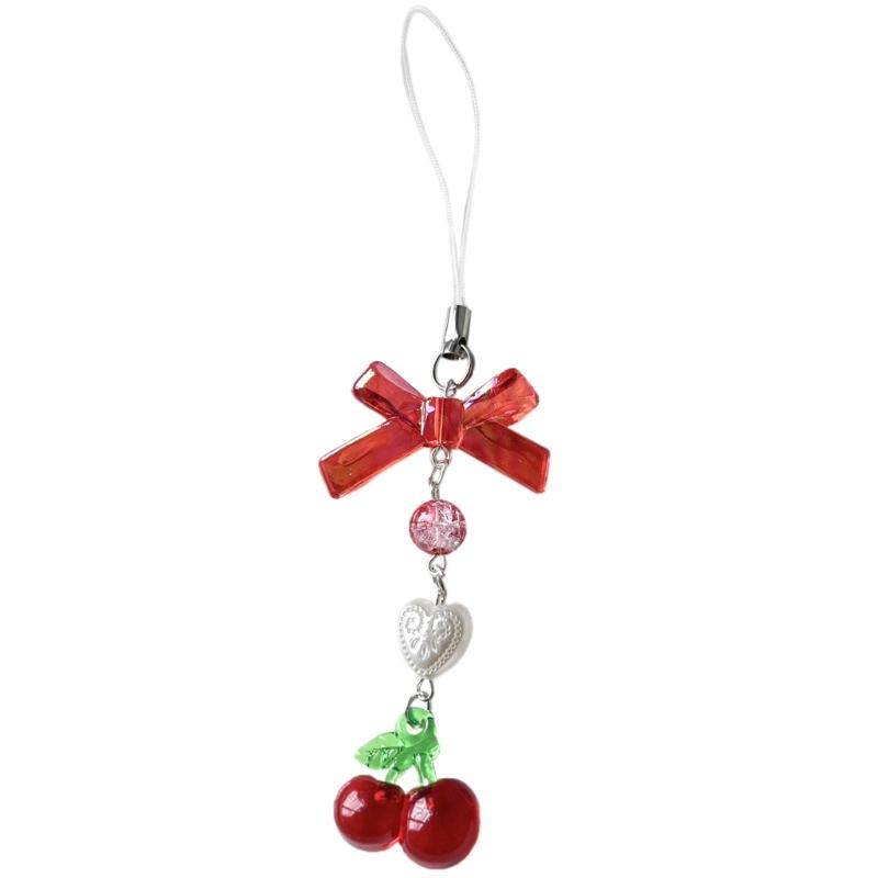 Backpack Decoration Cherry Bowknot Keyholder Women Girl Jewelry Ornament