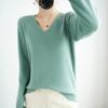Spring Autumn V Neck Sweater Women Pullover Slim Fit Solid Long Sleeve Base Layer Knit Crop Top