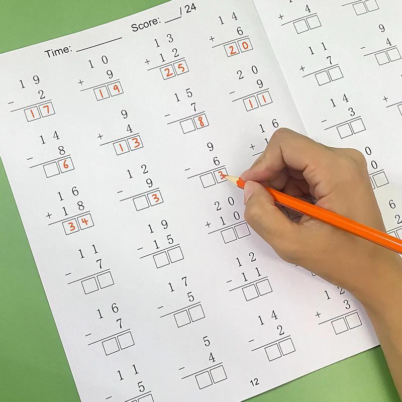32 Pages Children's Math Enlightenment Workbook Addition And Subtraction Within 20 Mental Arithmetic Problems Activity Workbook