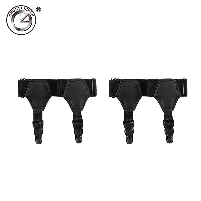 Мужской черный регулируемый эластичный подвязочный пояс-подтяжки с противоскользящими элементами