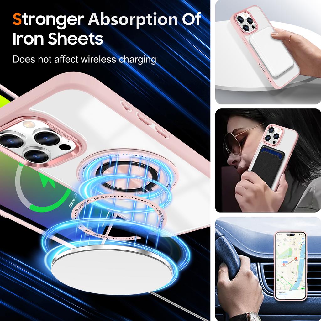 For iPhone 16 Pro Max Case Magnetic Ring Holder Kickstand PC+TPU Phone Cover