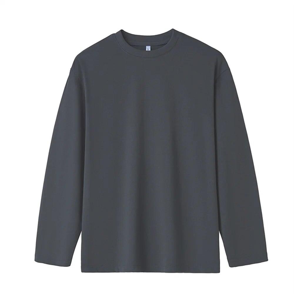 100% Cotton Multi Colors Men's Long-sleeved T-shirt Women Casual Loose T Shirts Basic Style Bottoming Shirt Blouse Tops Tees