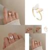 Elegant Butterfly Mother-of-pearl Copper Ring For Women Adjustable Fashion Accessory