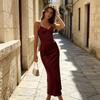 Damenkleid Sommer Sexy Enganliegend Rückenfrei V-Ausschnitt Abendpartykleid für Damen Mode Elegant Lässig Ärmellos Einfarbig Damenkleider