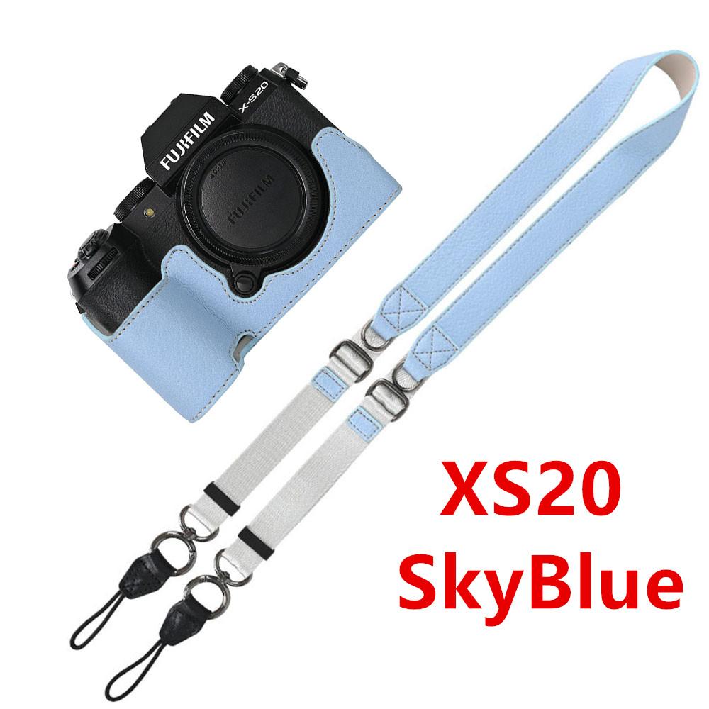 Litchi Skin PU Leather Half Case for Fujifilm Fuji XT50 XS10 XS20 XT30 XT30II XT20 XT10 XT5 XM5 Battery Opening Cover With Strap