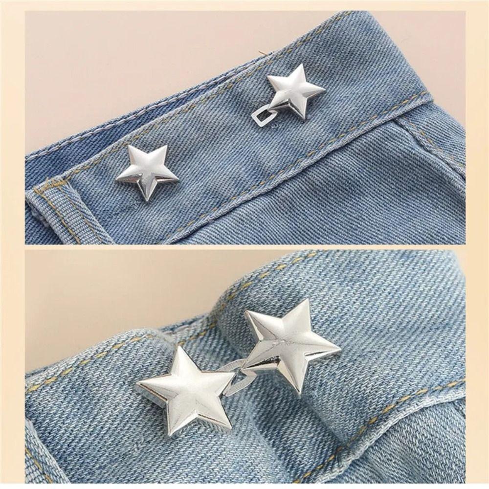Zinc Zinc Alloy Star Pants Button Tightener Waist Buckle Jean Buttons for Loose Jeans  Trousers