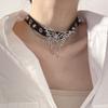Adjustable PU Leather Collar Necklace Fashion Butterfly Neck Chain Punk Necklace Choker Rock Jewelry for Women Girls
