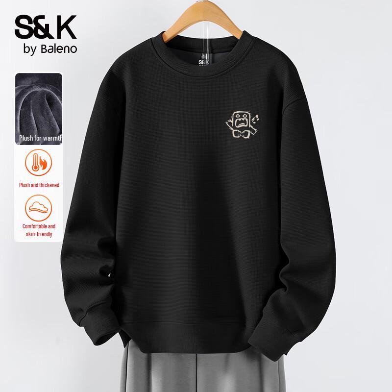Baleno S&K Series Men's Waffle Knit Crew Neck Long Sleeve Sweatshirt