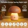 Touch Switch Wooden Mushroom Night Light LED Night Light Wooden Material Stepless Dimming Lamp 3 Color Light Battery Operated