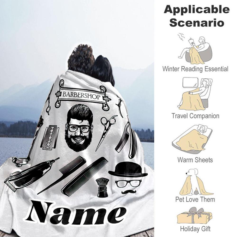 Tools44 Personalized Name Blanket Multi-purpose Customizable Blanket Ultra-Soft Throw For Chair Livingroom Seaside Bedding Four Seasons Universal