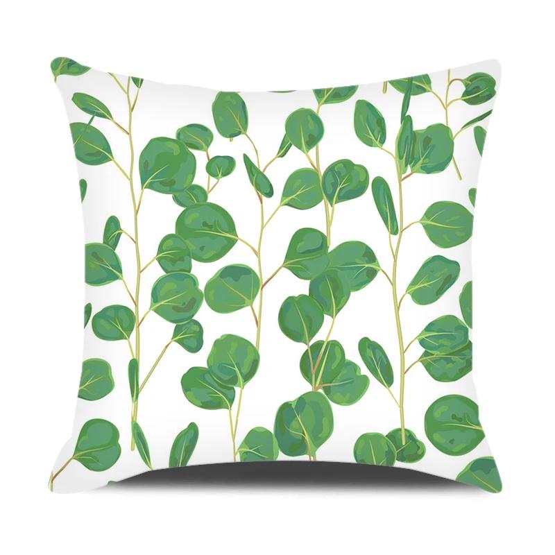 Summer Home Decor Cushion Cover 45x45cm Pillow Case for Sofa Car Green Yellow Plaid Pillowcase Daisy Flower Printed Pillow Cover