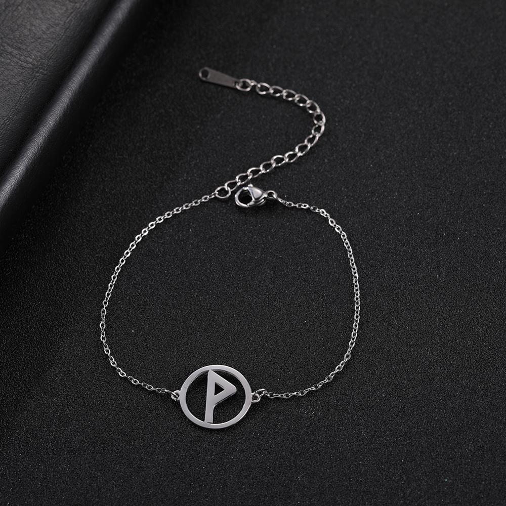 My Shape 24 Viking Runes Odin Stainless Steel Bracelet Adjustable Nordic Small Charm Cuff Bangle Jewelry Gifts for Women Female