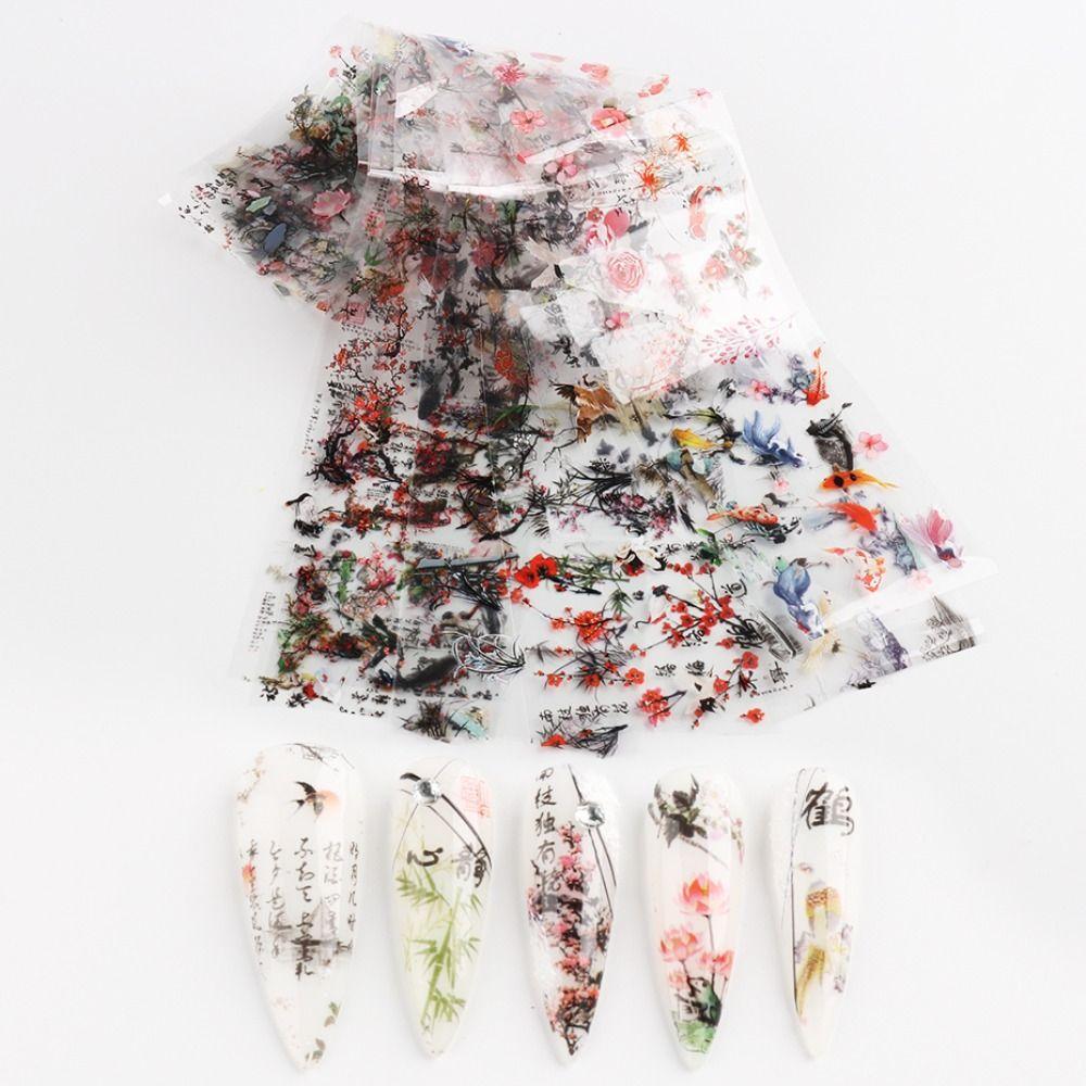 Character For Nails Ink Painting Nail Art Decor Chinese Style Sticker Nail Decoration Foil Stickers
