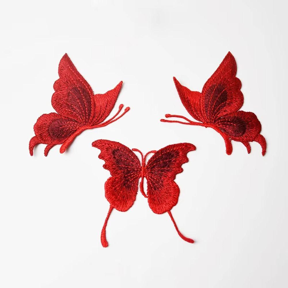 3Pcs/Set Mesh Embroidered Butterfly Patches DIY Clothes Patches  Hats Skirt Legging Hair Clips Decor
