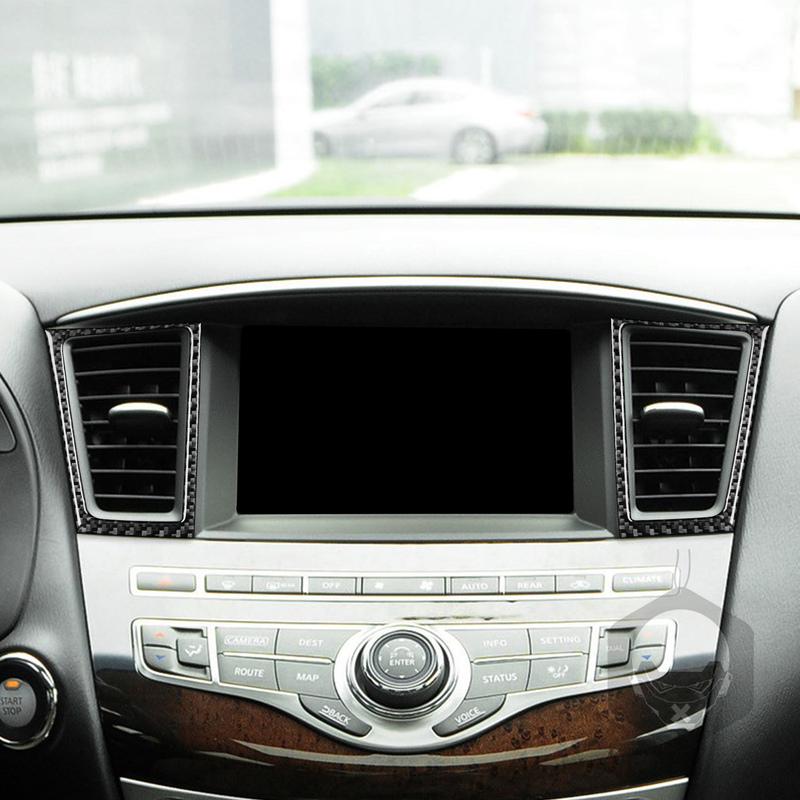 Real Carbon Fiber Car Accessories Center Console Air Vent Set Trim Cover Soft Sticker For Infiniti JX 2013 QX60 2014 2015 2016