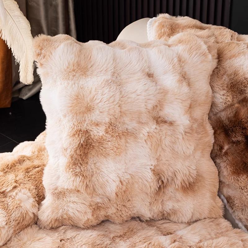 Winter Rabbit Plush Sofa Cushion Thickened Seat Cushion Non-Slip High-End All-Inclusive Leather Sofa Cover Straight Row Sofa Cover
