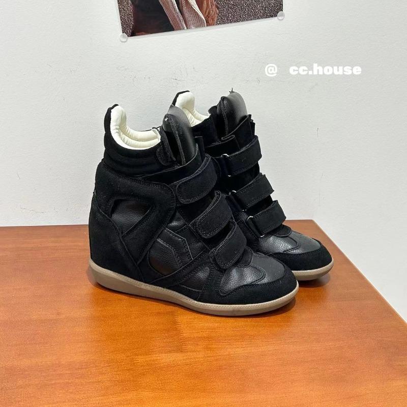 New shoes women s high-top color matching round head flat-soled casual shoes versatile Velcro sneakers women 35