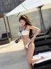 Women's Color Block Thong Bikini: European & American Style, Sexy Two-Piece Swimsuit with Thin Straps