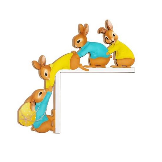 Easter Door Topper Wooden Bunny Door Frame Corner Decoration Spring Rustic Sign for Window Wall Indoor Home Decor