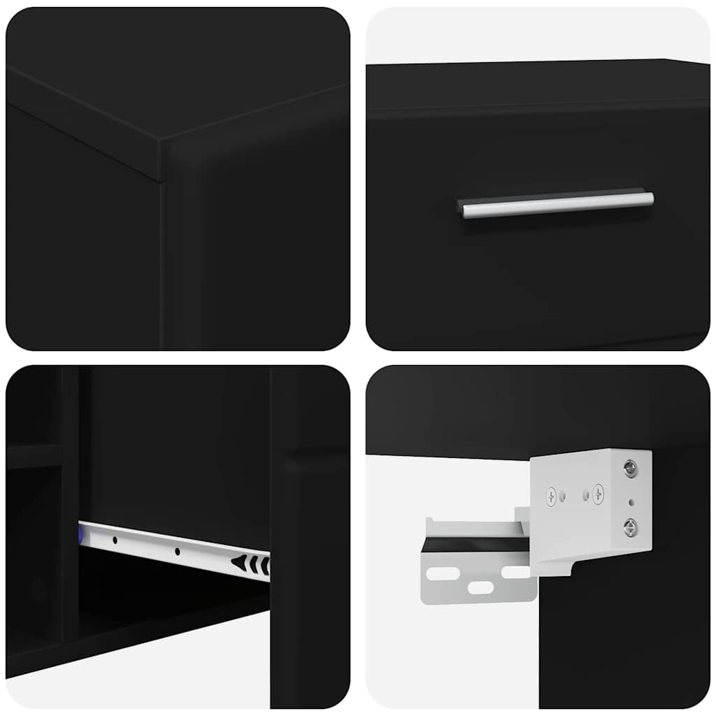 FLORIN 3 Piece TV Cabinet Set with Drawers Black Wood Based Material