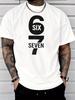 Simple Minimalist Six Seven Number Letter Graphic Print Unisexs Crew Neck Short Sleeve Tee Casual Daily Soft Basic Wear Fashion Top