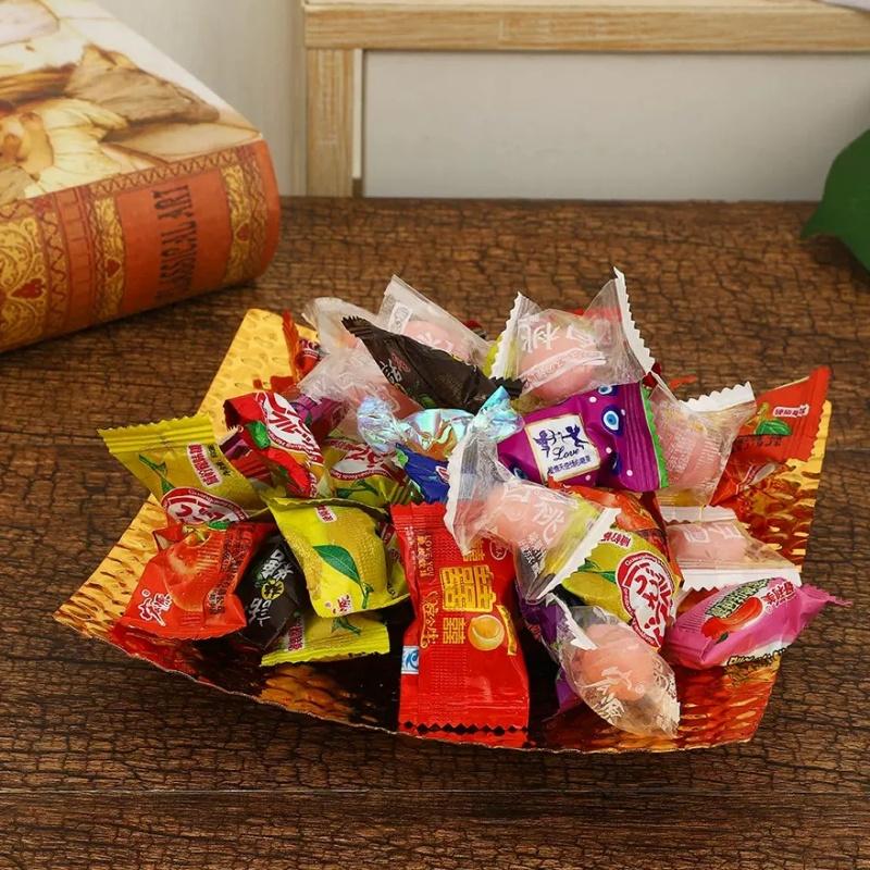 European Simple Fruit Plate, Alloy Household Square Plate, Gold Snack Plate, Candy Tray Home Desktop Living Room Decoration