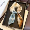 New Splicing Contrasting Color Double-sided Heterochrome Medium Square Scarf Mulberry Silk Twill Silk High-end Neck Protection Scarf