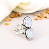 925 Sterling Silver Rainbow Moonstone Gemstone Oval Shape Ring For Women Black Moonstone Ring
