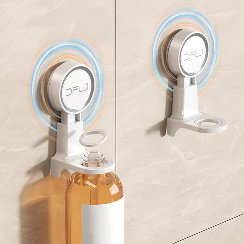 Plastic Suction Cup Shampoo Bottle Holder Punch-Free Wall Mounted Shower Gel Bottle Shelf Space Saving Hand Soap Storage Hook