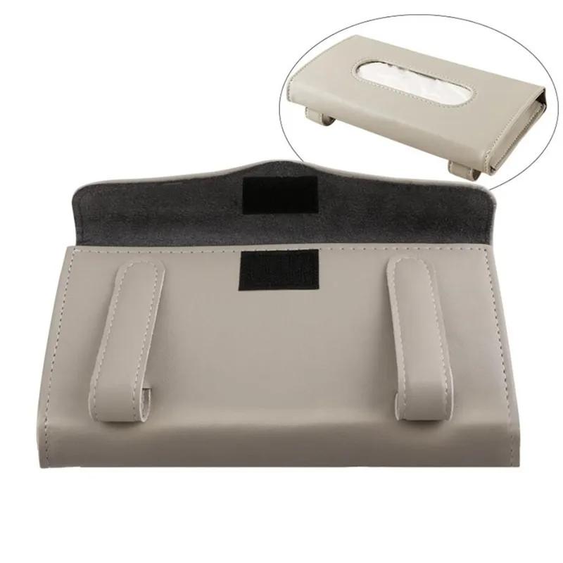 New Soft Leather Car Tissue Box Car Sun Visor Type Block Hanging Container Towel Napkin Holder Paper Rack Organizer Storage Bag