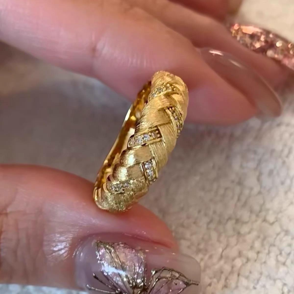 ~ Винтажное Французское Матовое Плетеное Кольцо Женское Нишевый Дизайн Изысканная Мода Высококлассная Скрутка no. 6