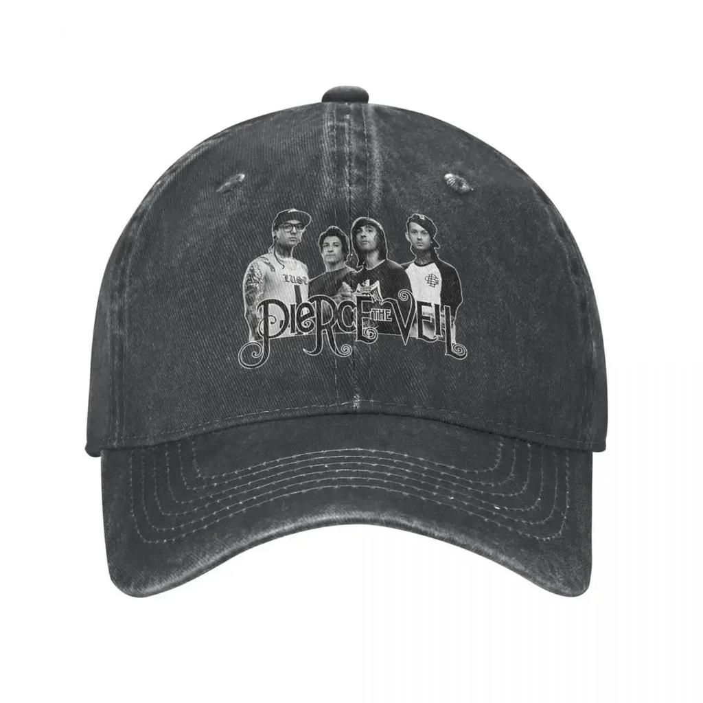 Baseballkappe PTV Pierce The Veil Bandmitglieder Merch Unisex Stil Retro Used-Look Denim Gewaschen Pop Punk Kappe Dad Hat Geschenk