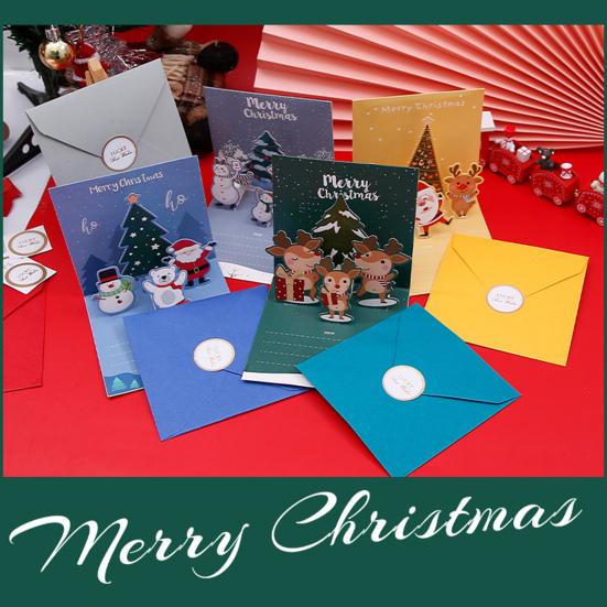12 Pack Christmas Cards 3D Pop Up Greeting Card Set with Envelopes Stickers