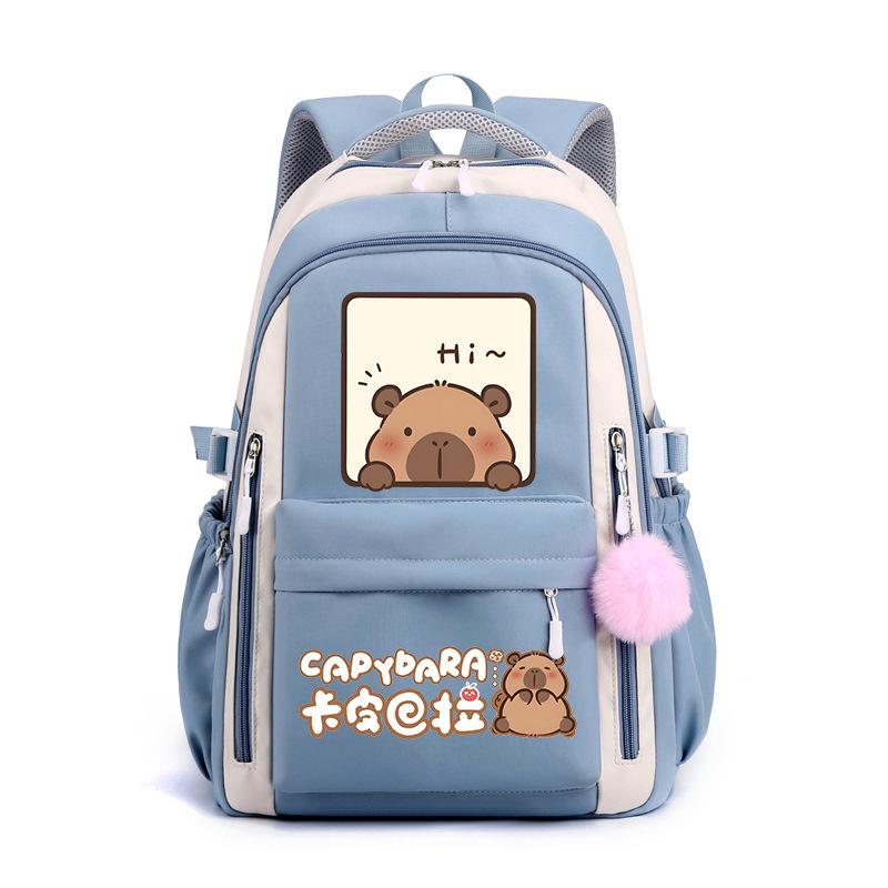 Trendy kapibara creative cartoon printing cute emoji bag for primary and secondary school students to reduce the burden of spine protection schoolbag