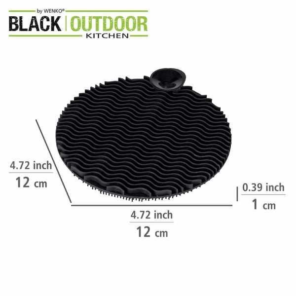 Éponge De Nettoyage En Silicone Soft Noire, Kit De 2 Éponges À Couverts Anti-rayures, Structure À Picots, Œillet D'accrochage &